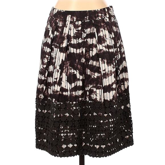 Weekend Max Mara MaxMara A-Line Abstract Monochrome Tie Dye Brown Skirt Size 2 - Picture 2 of 9